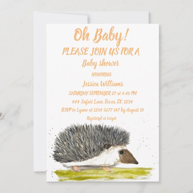 Niedlicher Igel Watercolor Wald Landtiere Wald Einladung (Vorderseite)