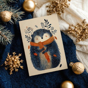 Niedlicher Igel Watercolor Woodland Tier Weihnacht Postkarte
