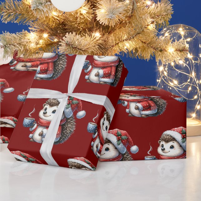 Niedlicher Igel, Weihnachten im Urlaub Geschenkpapier (Feiertage)