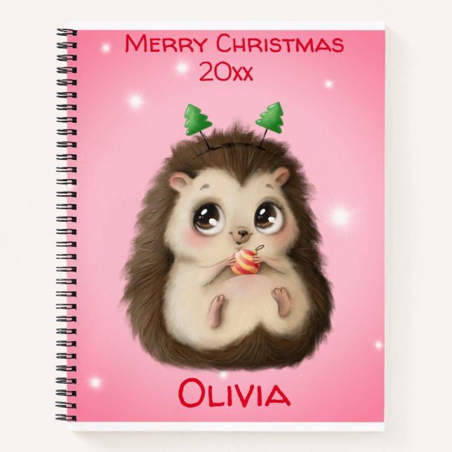 Niedlicher Igel Weihnachten Notizbuch (Vorderseite)