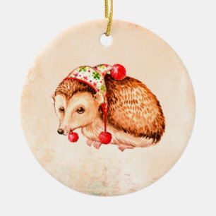 Niedlicher Igel Weihnachtsdekoration Keramik Ornament
