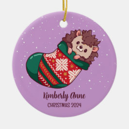 Niedlicher Igel Weihnachtsfest Keramik Ornament