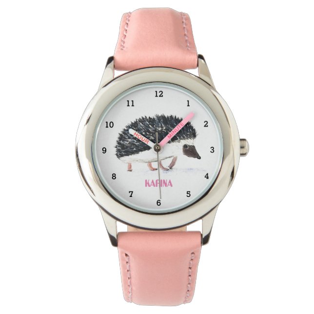 Niedlicher Igel Wildtiere Kinder Wasserfarbe Armbanduhr (Vorderseite)
