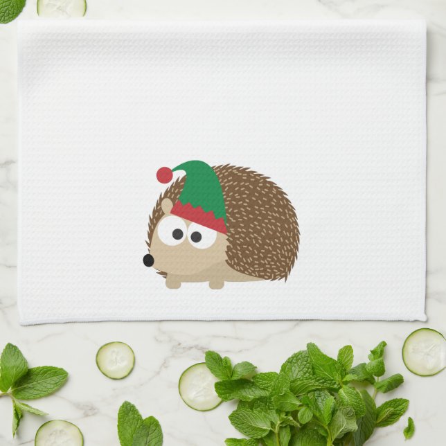niedlicher Igels-Weihnachtself Handtuch (Gefaltet)