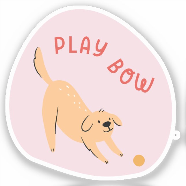 Niedlicher illustrierter Hund rosa spielen Aufkleber (Vorderseite)