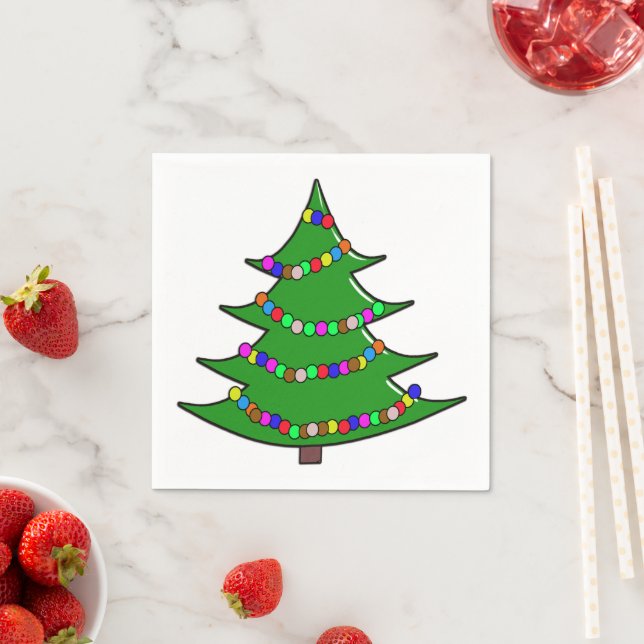Niedlicher Illustrierter Weihnachtsbaum Serviette (Beispiel)