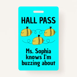 Niedlicher, individuell anpassbarer Hall Pass Bumb Ausweis