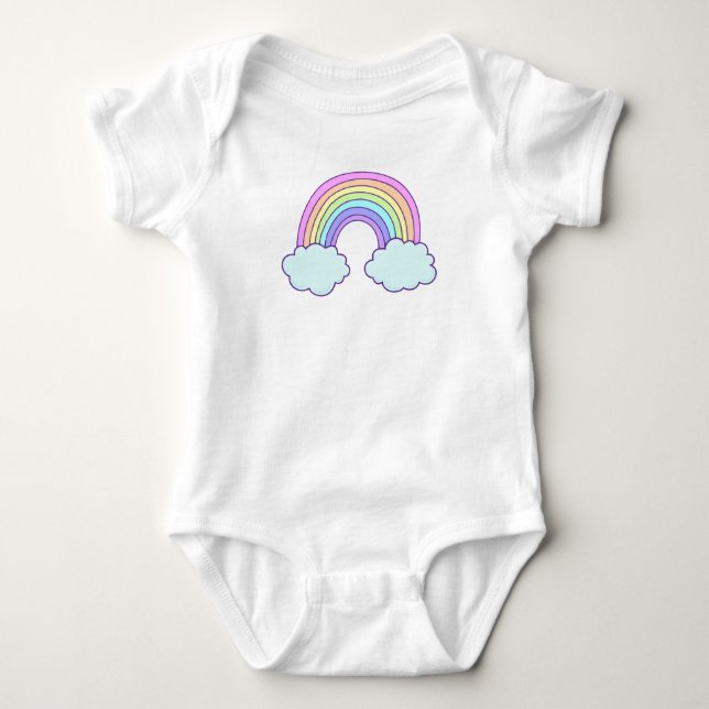 Niedlicher, individuell anpassbarer Pastelenbogen Baby Strampler (Vorderseite)