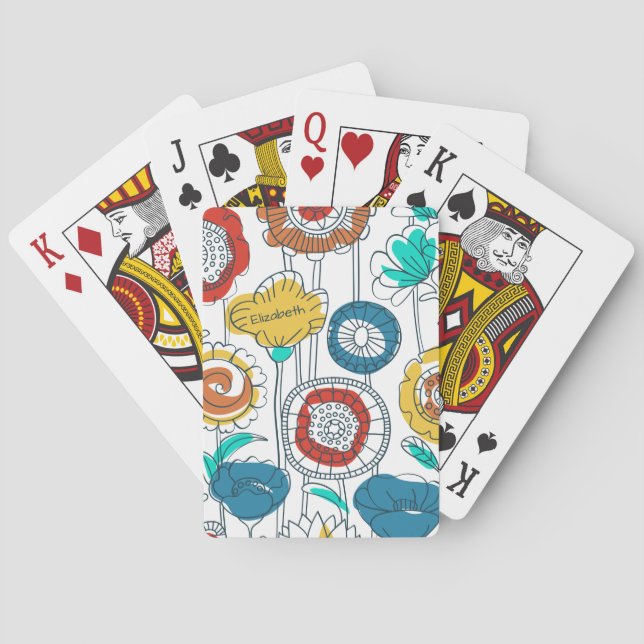 Niedlicher Individuelle Name Abstrakt Moderne Blum Spielkarten (Rückseite)