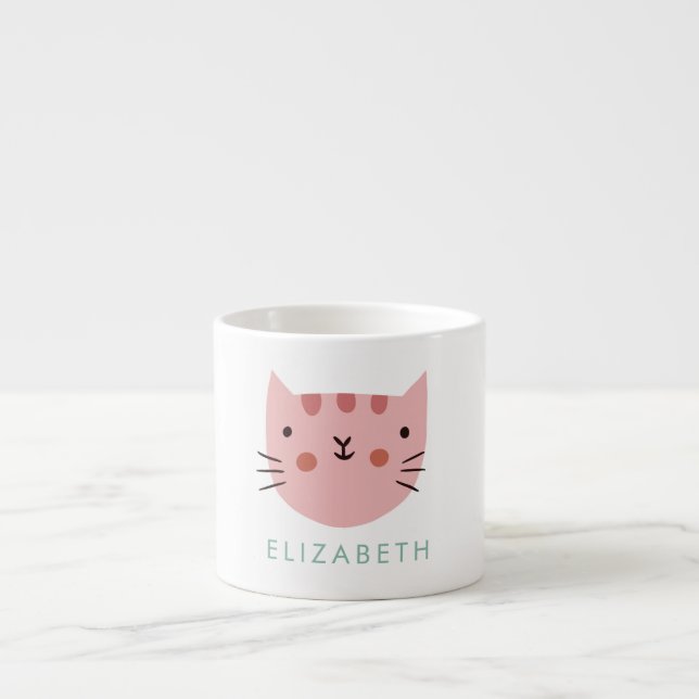 Niedlicher Individuelle Name der rosa Katze Espressotasse (Vorderseite)