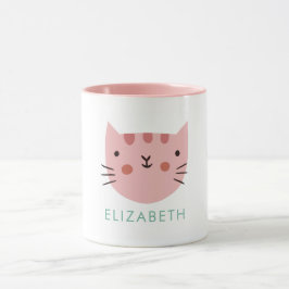 Niedlicher Individuelle Name der rosa Katze Tasse