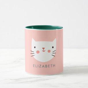 Niedlicher Individuelle Name der weißen Katze Tasse