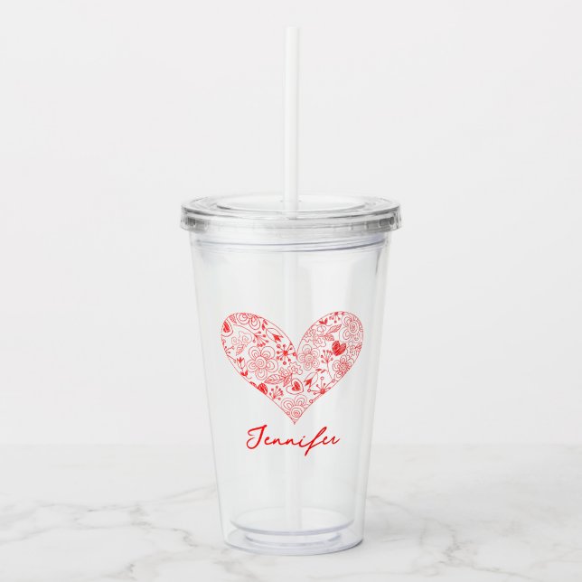 Niedlicher Individuelle Name des Roten Valentins Acryltrinkbecher (Vorderseite)