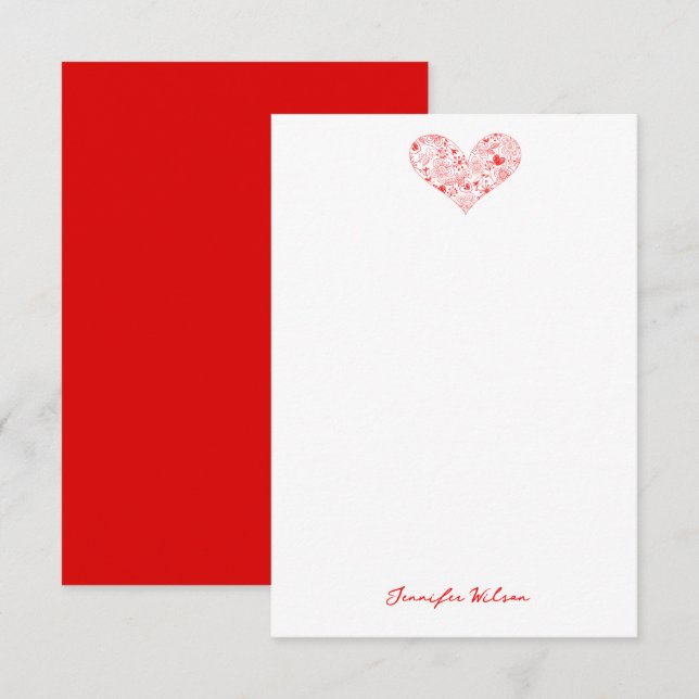 Niedlicher Individuelle Name des Roten Valentins Dankeskarte (Vorne/Hinten)