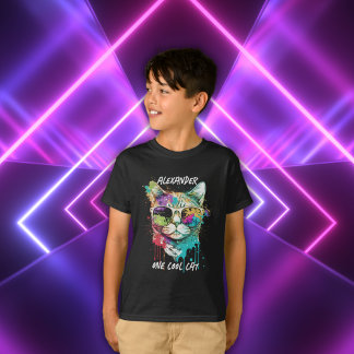 Niedlicher Individuelle Name Eine Coole Katze Farb T-Shirt