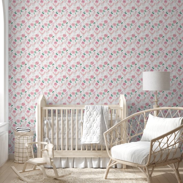 Niedlicher Individuelle Name Pink Flamingo Balleri Tapete (Kinder)