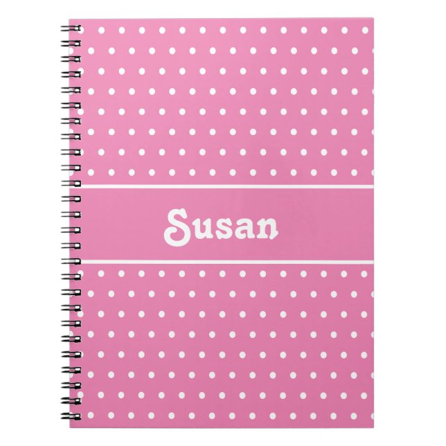 Niedlicher Individuelle Name Polka Dots Rosa und W Notizblock (Vorderseite)