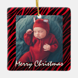 Niedlicher Individuelle Name und Foto Roter Zebra  Keramikornament
