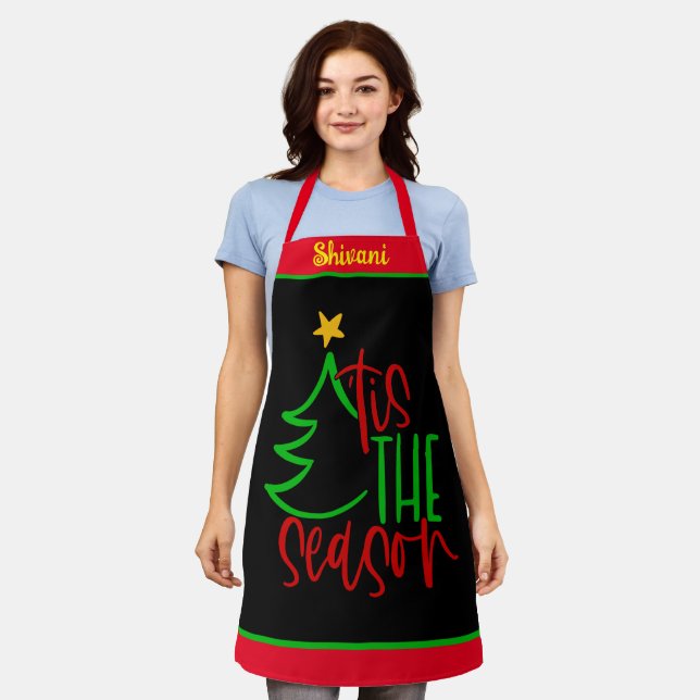 Niedlicher Individuelle Name Weihnachtsbaum Schürz Schürze (Getragen)