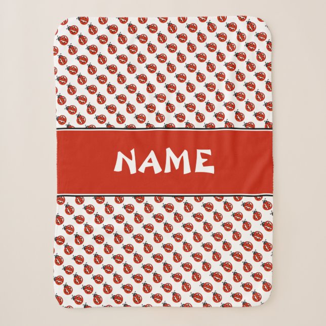 Niedlicher Individuelle Name "White & Red Ladybugs Sherpadecke (Vorderseite)