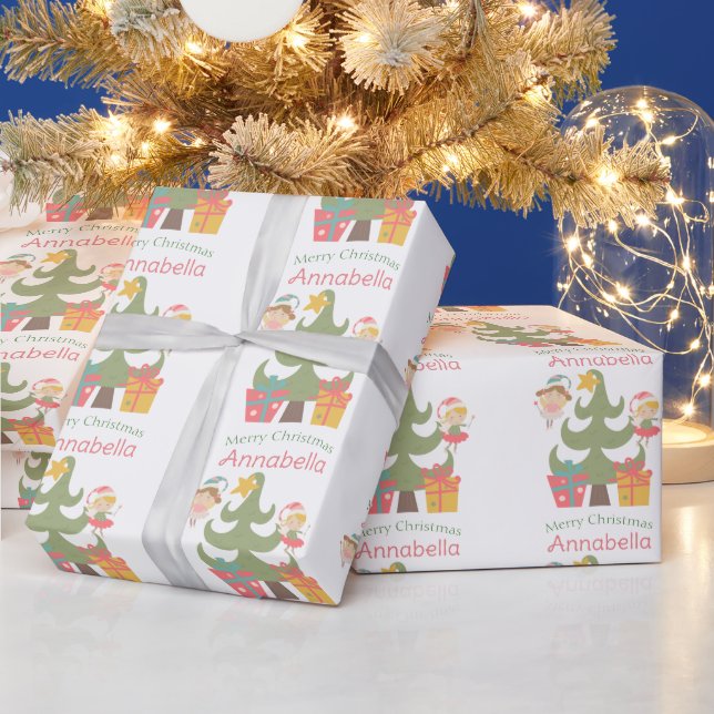 Niedlicher Individuelle Name zu Weihnachten Geschenkpapier (Feiertage)