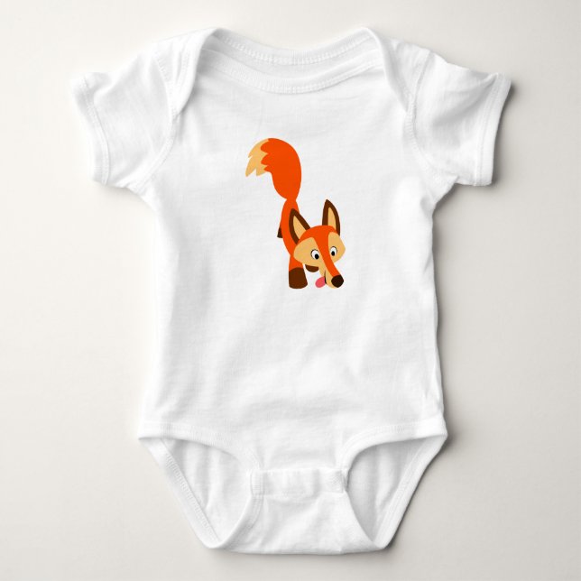 Niedlicher inquisitiver Cartoon Fox Baby Bodysuit Baby Strampler (Vorderseite)
