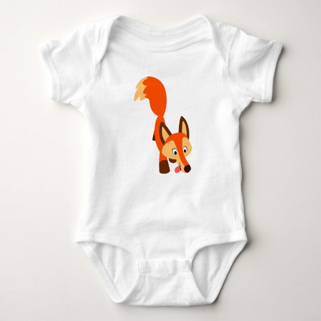 Niedlicher inquisitiver Cartoon Fox Baby Bodysuit Strampler (Vorderseite)