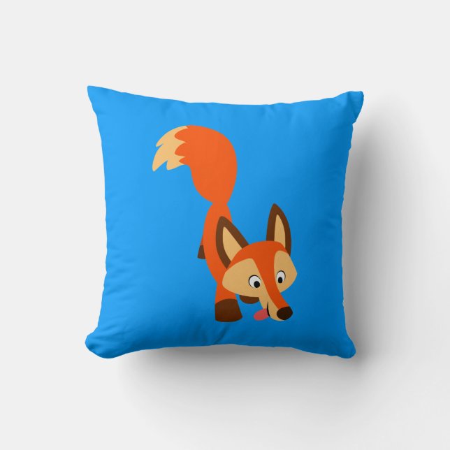 Niedlicher inquisitiver Cartoon Fox Kissen (Vorderseite)