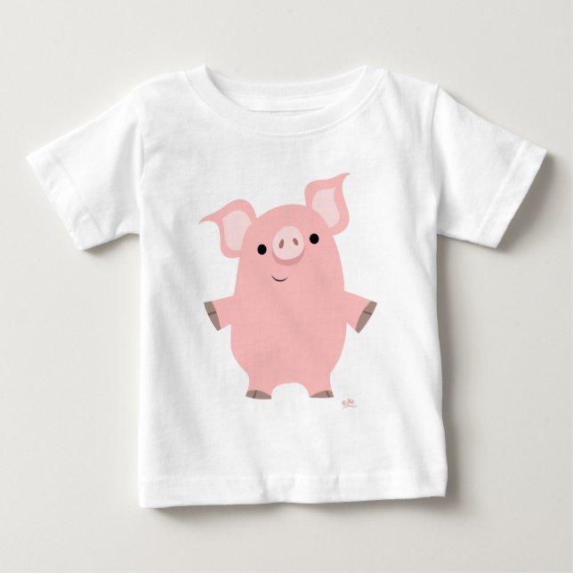 Niedlicher inquisitiver Cartoon Pig Baby T - Shirt (Vorderseite)