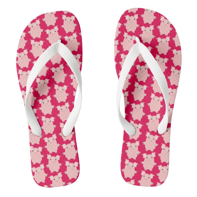 Niedlicher inquisitiver Cartoon Schweine Flip Flop (Fußbett)