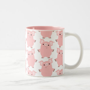 Niedlicher inquisitiver Cartoon Tasse Schweine
