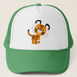 Niedlicher inquisitiver Cartoon Tiger Hat Truckerkappe
