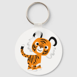Niedlicher inquisitiver Cartoon Tiger Schlüsselanh Schlüsselanhänger