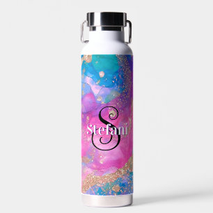 Niedlicher Irideszierender aquamariner und rosafar Trinkflasche