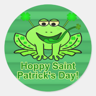 Niedlicher Irish Saint Patrick's Day Frog Runder Aufkleber