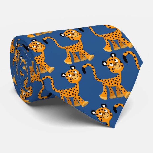 Niedlicher isolierter Cartoon Cheetah Krawatte (Gerollt)