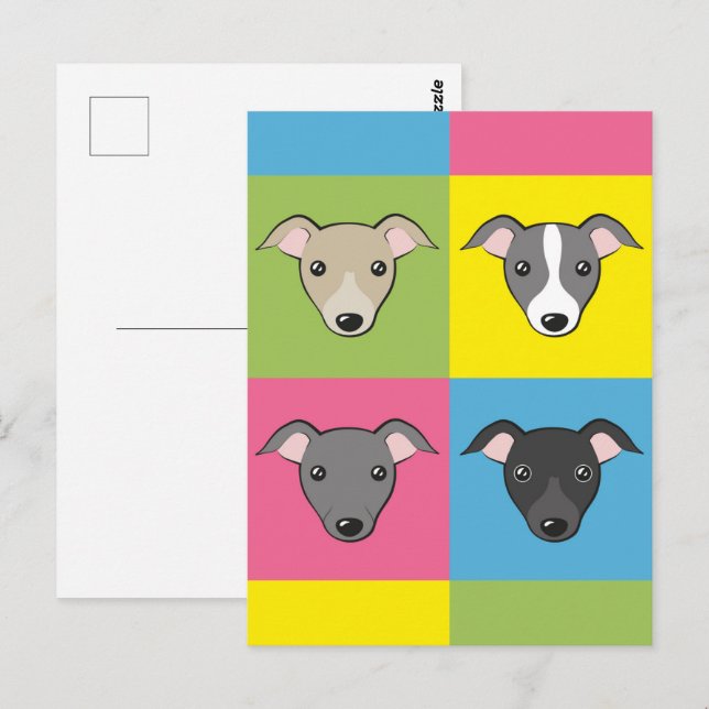Niedlicher italienischer Windhund Cartoon Farbiger Postkarte (Vorne/Hinten)