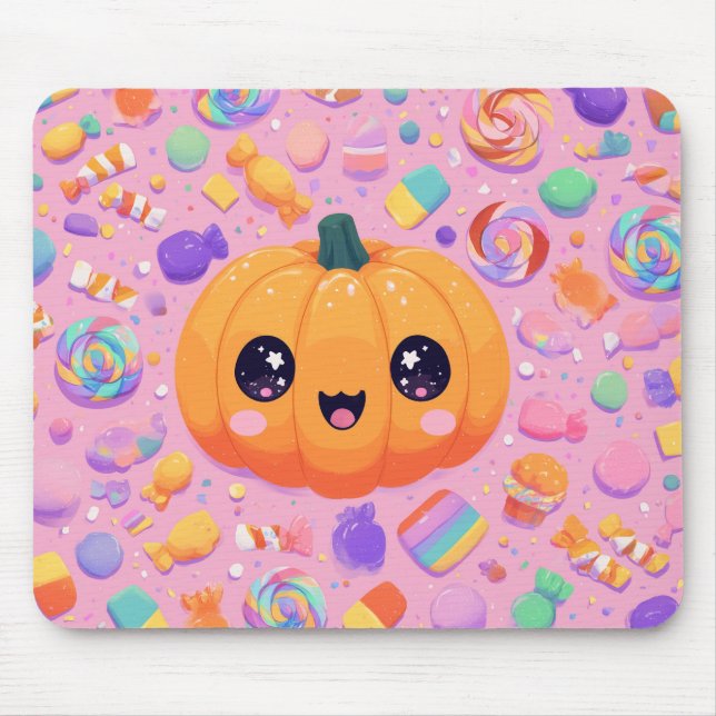 Niedlicher Jack-o-Lantern mit Candy - Mousepad (Vorne)