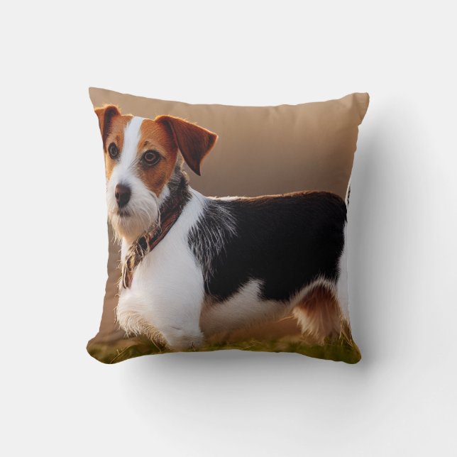 Niedlicher Jack Russel Terrier Dog Foto Kissen (Vorderseite)