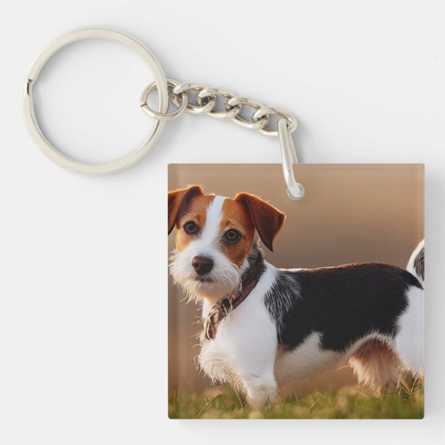 Niedlicher Jack Russel Terrier Dog Foto Schlüsselanhänger (Vorderseite)