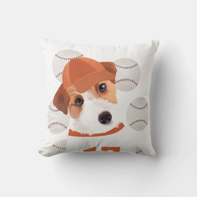 Niedlicher Jack Russell Dog Baseball Jersey und Ba Kissen (Vorderseite)