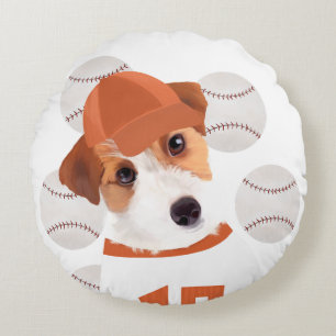 Niedlicher Jack Russell Dog Baseball Jersey und Ba Rundes Kissen