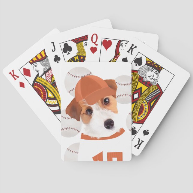Niedlicher Jack Russell Dog Baseball Jersey und Ba Spielkarten (Rückseite)