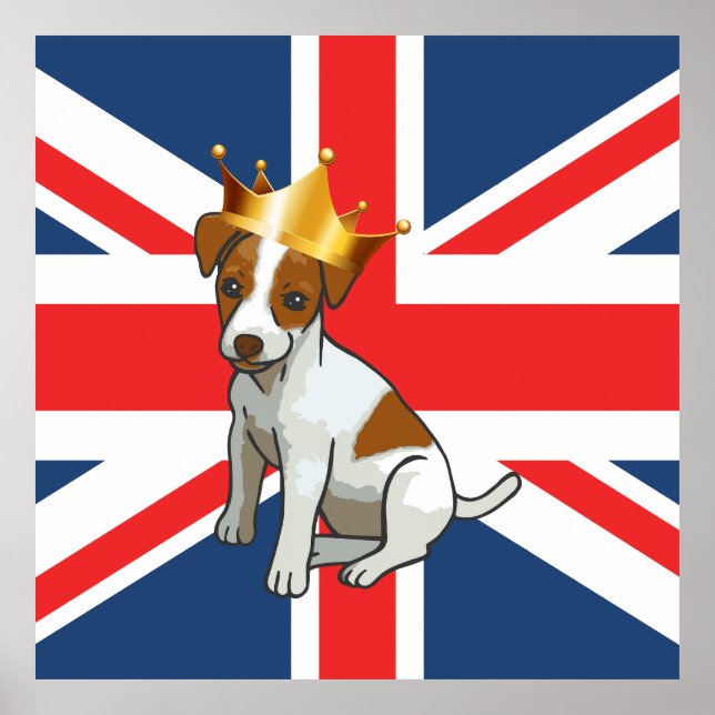 Niedlicher Jack Russell mit einem Kronen- und Unij Poster (Vorne)