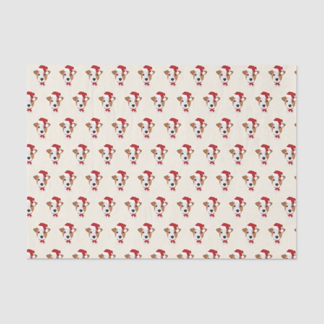 Niedlicher Jack Russell mit einer Weihnachtsmannmü Seidenpapier (Vorderseite)