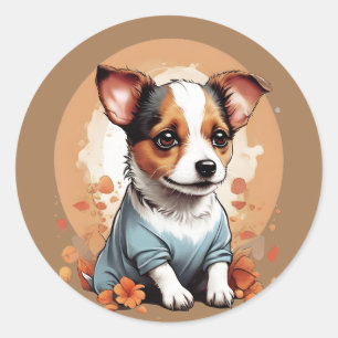 Niedlicher Jack Russell Puppy Runder Aufkleber