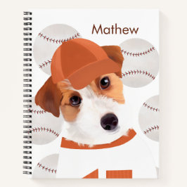Niedlicher Jack Russell Terrier Baseball Lover Notizbuch