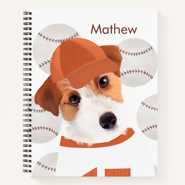 Niedlicher Jack Russell Terrier Baseball Lover Notizbuch (Vorderseite)