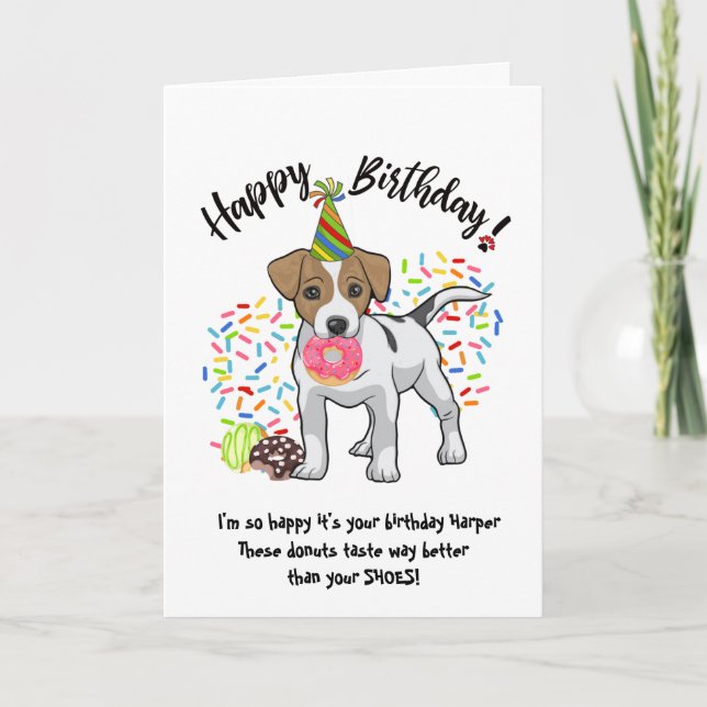 Niedlicher Jack Russell Terrier Birthday Card Donu Einladung (Vorderseite)
