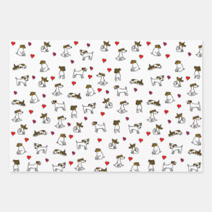 Niedlicher Jack Russell Terrier Cartoon Gift Wrap  Geschenkpapier Set